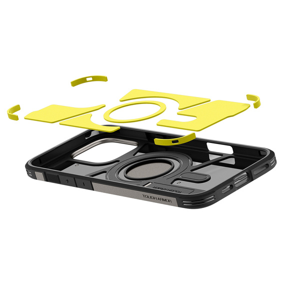 θήκη Spigen για iPhone 16 Pro Max, Tough Armor Mag Mag MagSafe, γκρι + μετριασμένο γυαλί 9H