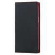 Θήκη με πτερύγιο για iPhone 15, Litchi Skin Grain, μαύρη