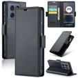 Θήκη για Motorola Edge 60 / 60 Fusion, ERBORD Glossy Litchi, πορτοφόλι με πτερύγιο, μαύρη