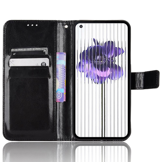 Θήκη με πτερύγιο για Nothing Phone 1 5G, Crazy Horse Wallet, μαύρη