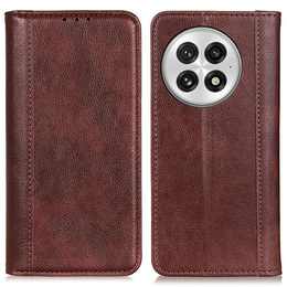 θήκη με πτερύγιο για OnePlus 13, Split Leather, καφέ