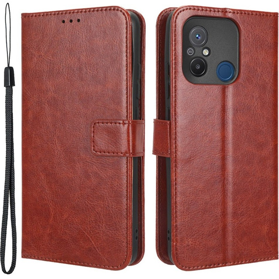 Θήκη με πτερύγιο για Xiaomi Redmi 12C, Crazy Horse Wallet, καφέ