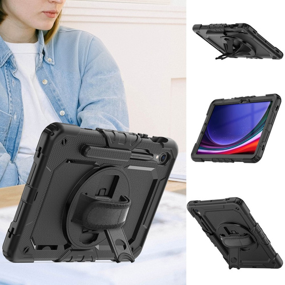 Θωρακισμένη θήκη για Samsung Galaxy Tab S10 Lite / S10 FE / S9 FE, προστατευτική 360 με χώρο για γραφίδα, μαύρη