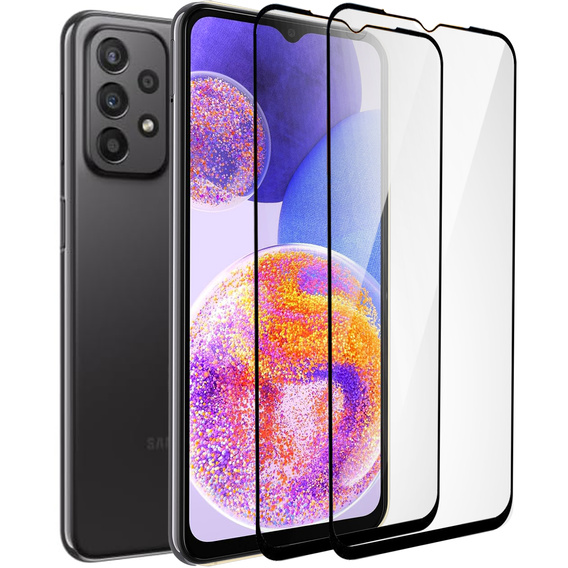 2x Μετριασμένο γυαλί για Samsung Galaxy A23 4G/5G, ERBORD 3D πλήρης οθόνη