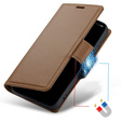 Θήκη για Samsung Galaxy A25 5G, ERBORD Glossy Litchi, πορτοφόλι με πτερύγιο, καφέ