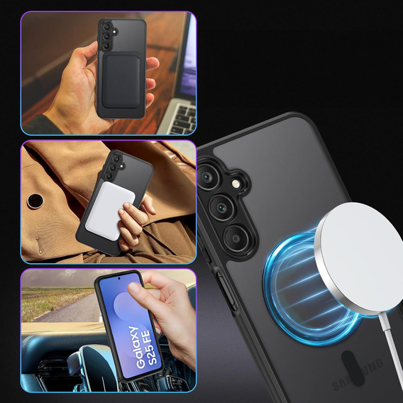 Θήκη για Samsung Galaxy S25 FE, για MagSafe, ERBORD Μatt Case, μαύρη
