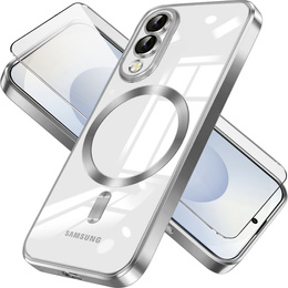 Θήκη για Samsung Galaxy S25 Edge, Electro MagSafe, ασημένια + Γυαλί για την οθόνη