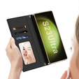 Αναδιπλούμενη θήκη για Samsung Galaxy S23 Ultra, GKK Mirror Wallet, μαύρη