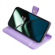 Θήκη με πτερύγιο για OnePlus 12 5G, Wallet Zipper Pocket, μωβ