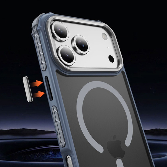 Ματ θήκη για iPhone 17 Pro Max, θωρακισμένη, για MagSafe, καπνιστή με γκρι πλευρές