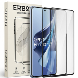2x Μετριασμένο γυαλί για Oppo Reno 10 / 10 Pro, ERBORD 3D πλήρης οθόνη