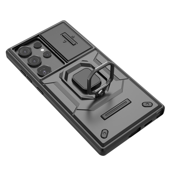 Θήκη για Samsung Galaxy S24 Ultra, KickStand Camera Lens, μαύρη