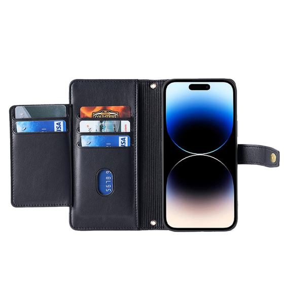 Θήκη με πτερύγιο για iPhone 14 Pro, Wallet Zipper Pocket, μαύρη