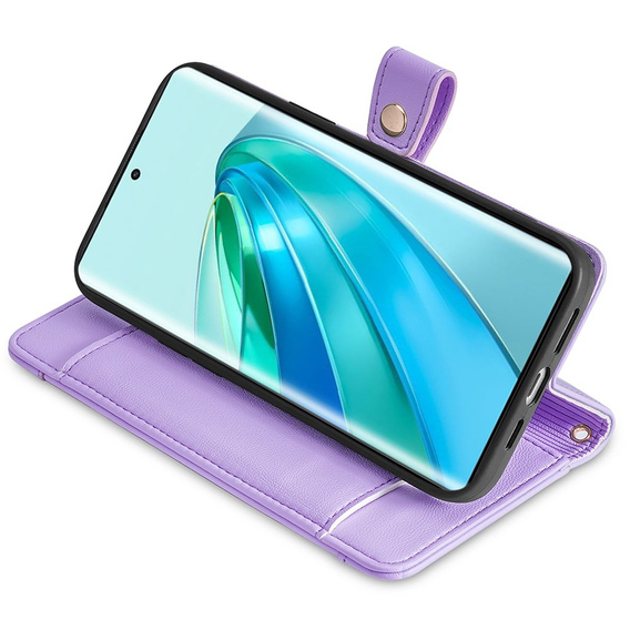 Θήκη με πτερύγιο για Honor Magic5 Lite, Wallet Zipper Pocket, μωβ