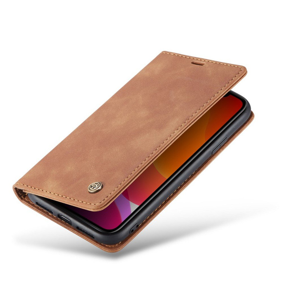 θήκη CASEME για iPhone 11, Leather Wallet Case, καφέ