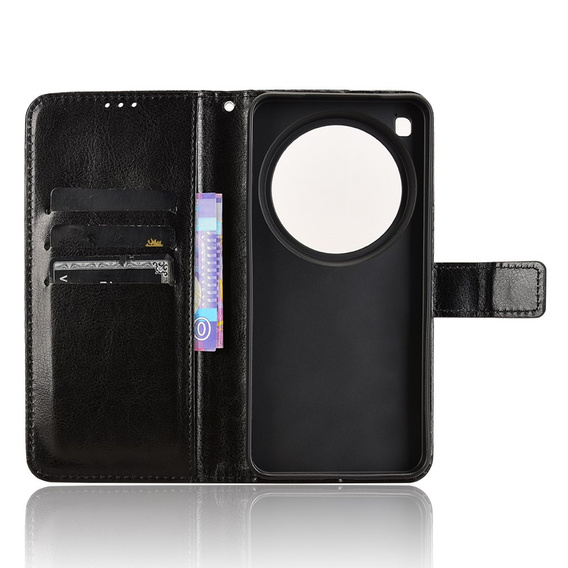 Θήκη με πτερύγιο για Xiaomi 15 Ultra, Crazy Horse Wallet, μαύρη