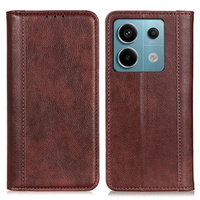 Θήκη για Xiaomi Redmi Note 13 Pro 5G, Wallet Litchi Leather, καφέ