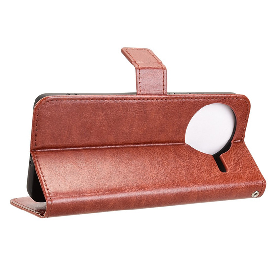 Θήκη με πτερύγιο για Xiaomi Poco F7 Ultra, Crazy Horse Wallet, καφέ