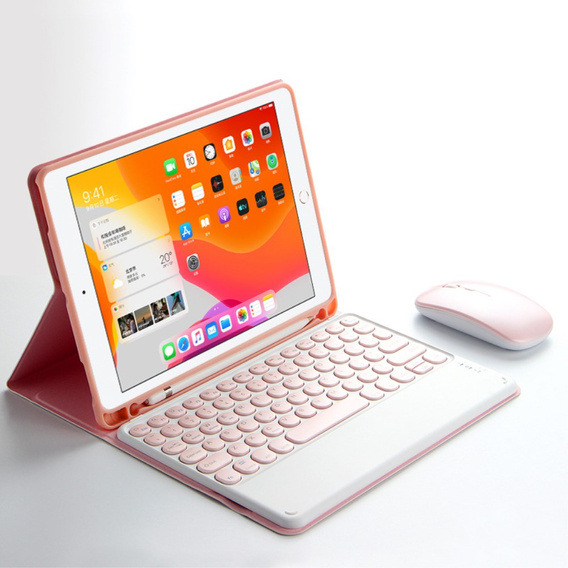 Θήκη + πληκτρολόγιο iPad Pro 11 2021 / 2018, iPad Air 10.9 4 2020 / 5 2022, Pen Slot, ροζ rose gold