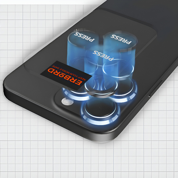 ERBORD OPTIK Pro μετριασμένο γυαλί για κάμερα iPhone 16 Pro / 16 Pro Max, μαύρη