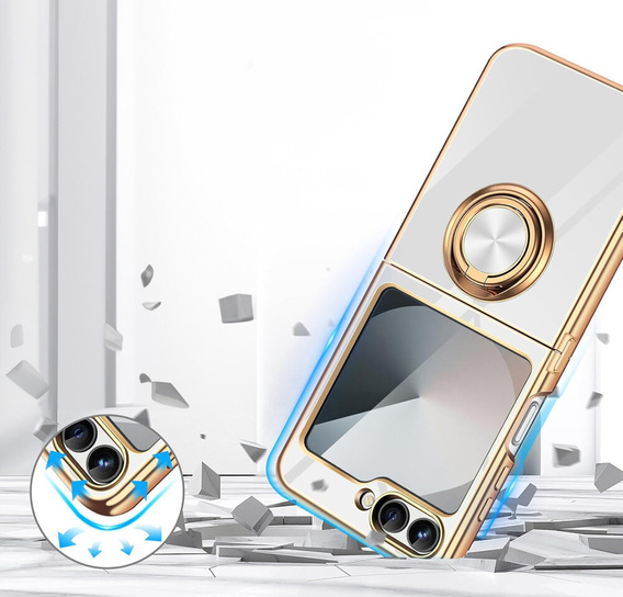 Θήκη για Samsung Galaxy Z Flip7 FE / Z Flip6, Electro Ring, λευκή