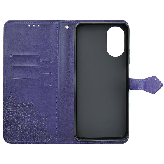 Θήκη με πτερύγιο για Oppo A58 4G, Mandala, μωβ