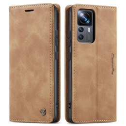 θήκη CASEME για Xiaomi 12T / 12T Pro, Leather Wallet Case, καφέ