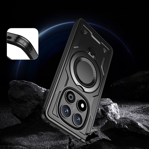 Θήκη για Xiaomi Redmi Note 14 Pro 5G /  Poco X7 5G, Στρατιωτικό MagSafe, μαύρη + γυαλί 9H