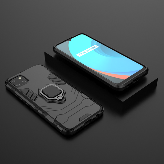 Θήκη για Realme C11 2021, Kickstand Ring, μαύρη