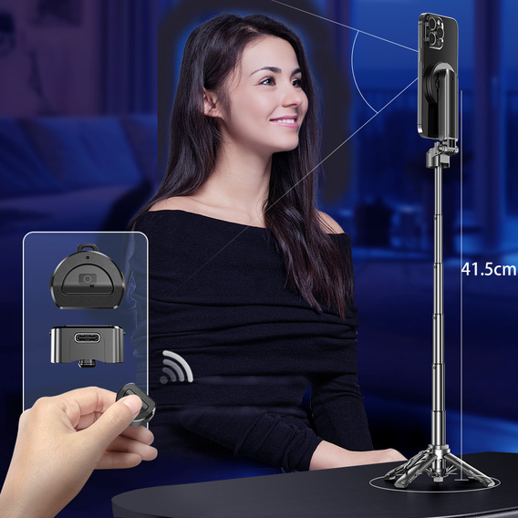 Selfie Stick Αλουμινίου με λειτουργία τρίποδα και τηλεχειριστήριο Bluetooth, για smartphones
