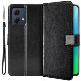 Θήκη με πτερύγιο για Motorola Moto G84 5G, Crazy Horse Wallet, μαύρη