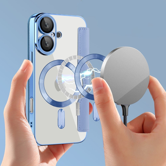 Θήκη με πτερύγιο για iPhone 16, RFID Wallet MagSafe CamShield, μπλε
