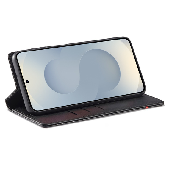 Θήκη με πτερύγιο για Samsung Galaxy S25, Carbon LC.IMEEKE, μαύρη