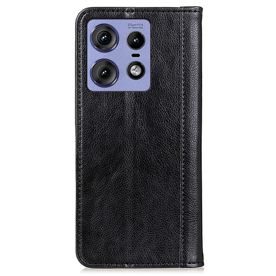 θήκη με πτερύγιο για Motorola Edge 50 Pro, Split Leather, μαύρη