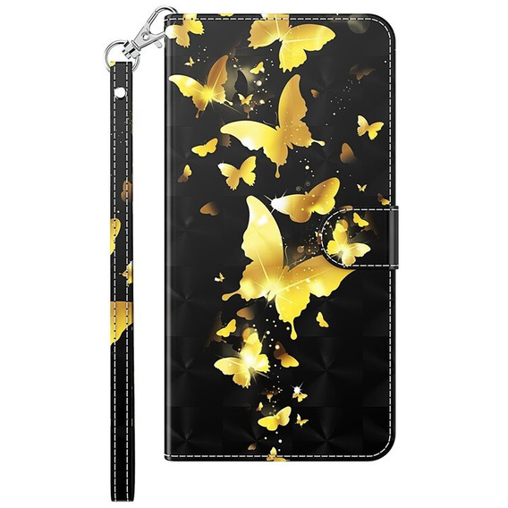 Θήκη με πτερύγιο για Xiaomi Redmi 13C / Poco C65, Wallet, Butterflies χρυσή