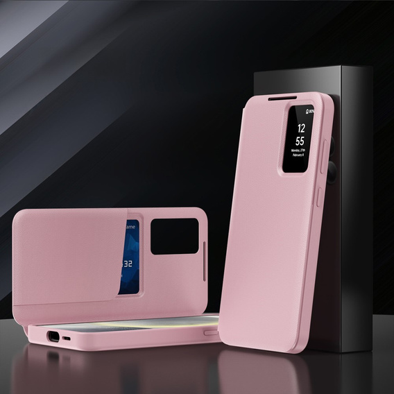 Αναδιπλούμενη θήκη για Samsung Galaxy S23 Ultra, Smart View Wallet, ροζ