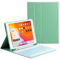 Θήκη + πληκτρολόγιο iPad 10.2 7/8/9 gen 2019/2020/2021, Keyboard Cover Pen Slot, πράσινη