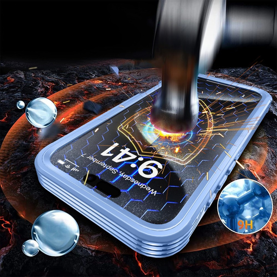 Θήκη για iPhone 16 Plus, Shockproof, με γυαλί, για MagSafe, μπλε
