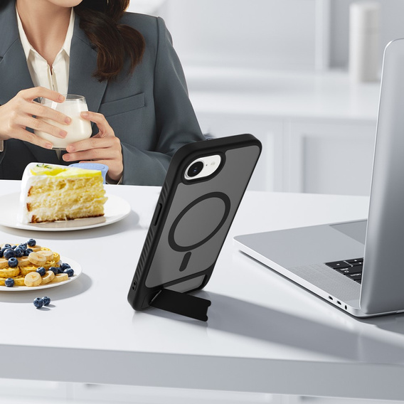 Θήκη για iPhone 16E, Kickstand Matt Case, για MagSafe, μαύρη