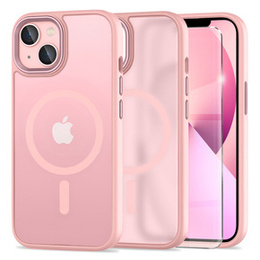 Θήκη για iPhone 13, για MagSafe, ERBORD Μatt Case, ροζ + Γυαλί οθόνης