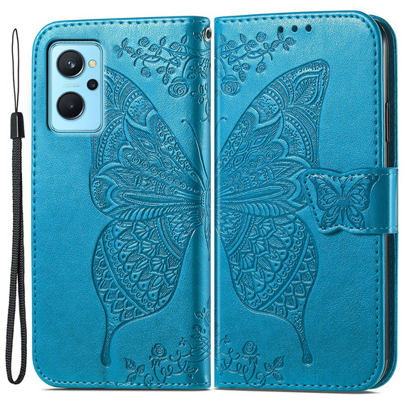Θήκη με πτερύγιο για Realme 9i / Oppo A96, Butterfly, μπλε