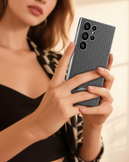 Θήκη για Samsung Galaxy S24 Ultra, GKK Woven Leather, γκρι