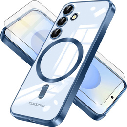 Θήκη για Samsung Galaxy S25, Electro MagSafe, σκούρο μπλε + Γυαλί για την οθόνη