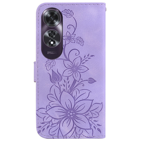 Θήκη με πτερύγιο για Oppo A60, Lily Flower, μωβ