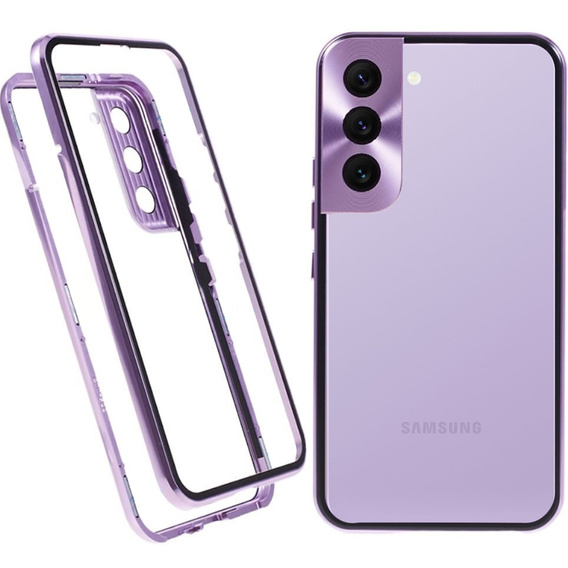 Θήκη για Samsung Galaxy S21, Magnetic Dual Glass, μωβ