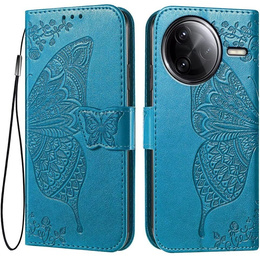Θήκη με πτερύγιο για Xiaomi Poco F7 Pro, Butterfly, μπλε