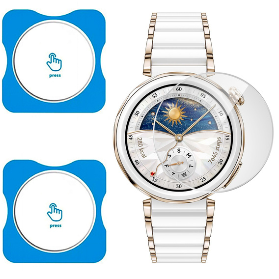 2x ERBORD μετριασμένο γυαλί για Huawei Watch GT 5 Pro 42mm, με πλαίσιο τοποθέτησης