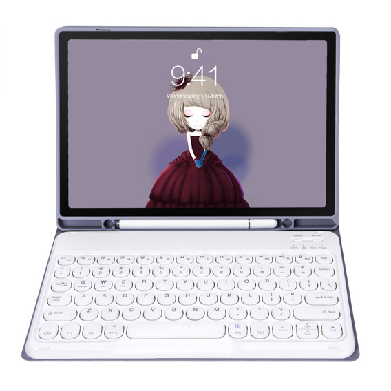Θήκη + πληκτρολόγιο Galaxy Tab S8 / S7, Pen Slot, μωβ