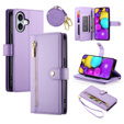 Θήκη με πτερύγιο για iPhone 16 Plus, Wallet Zipper Pocket, μωβ