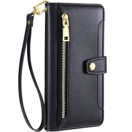 Θήκη με πτερύγιο για iPhone 14, Wallet Zipper Pocket, μαύρη